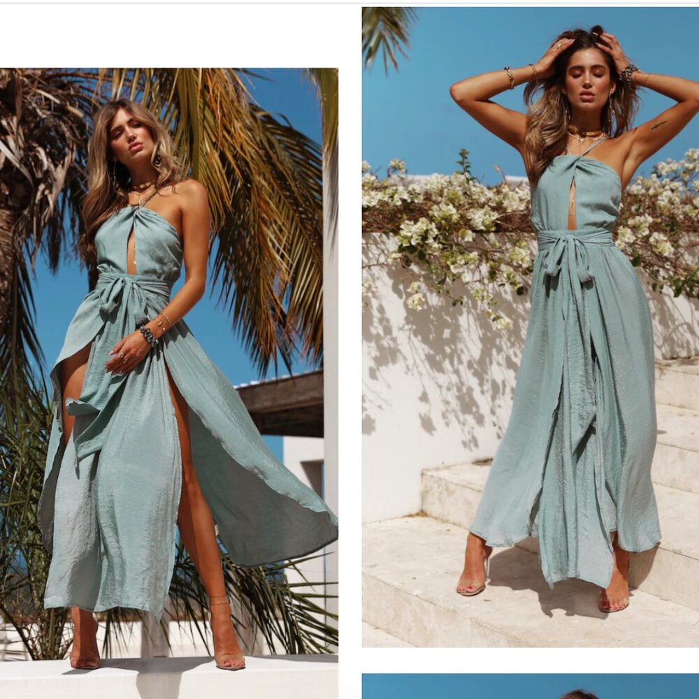 STOP MOTION MAXI DRESS - OLIVE / SIZE SMALL